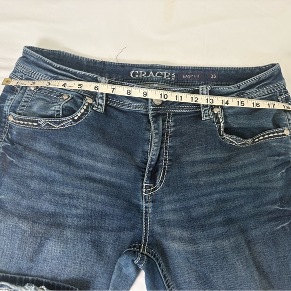 Grace in LA Blue Jeans with Embellished Pockets - Picture 8 of 12